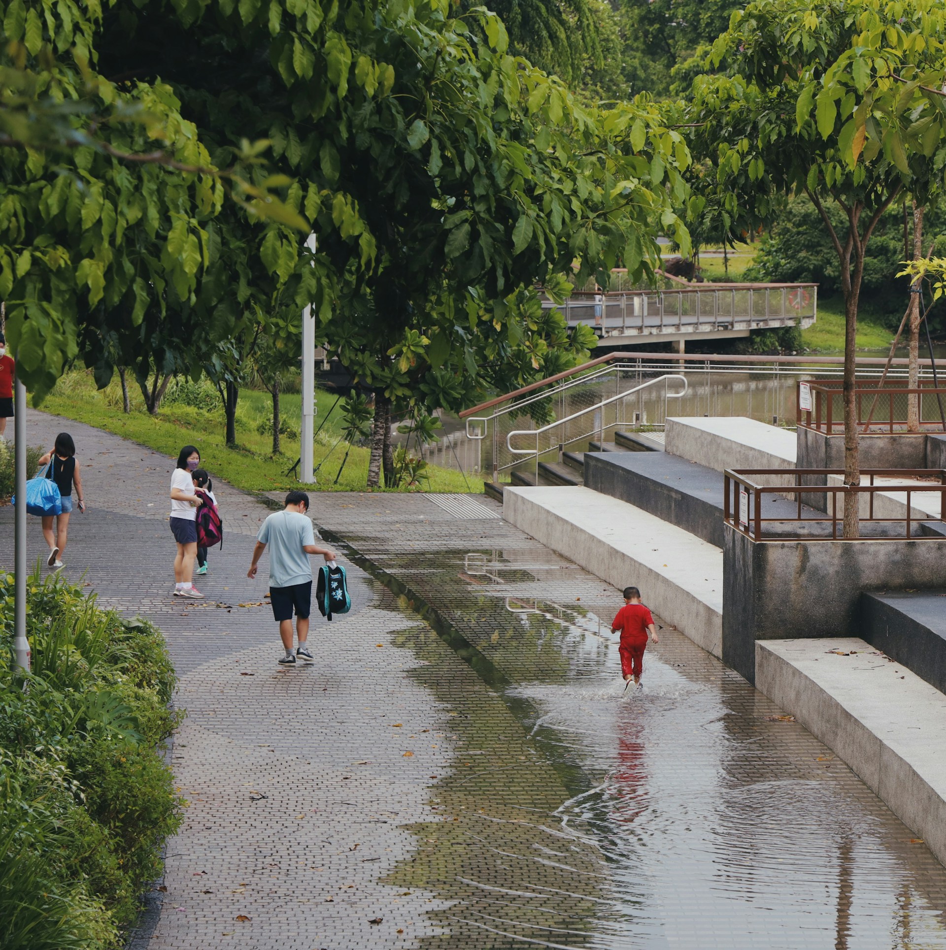child playing in water